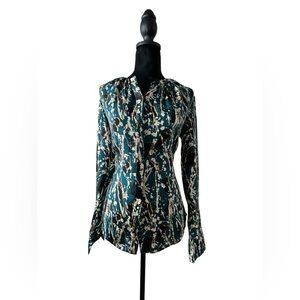 Hugo Boss Teal and Cream Floral Fabric